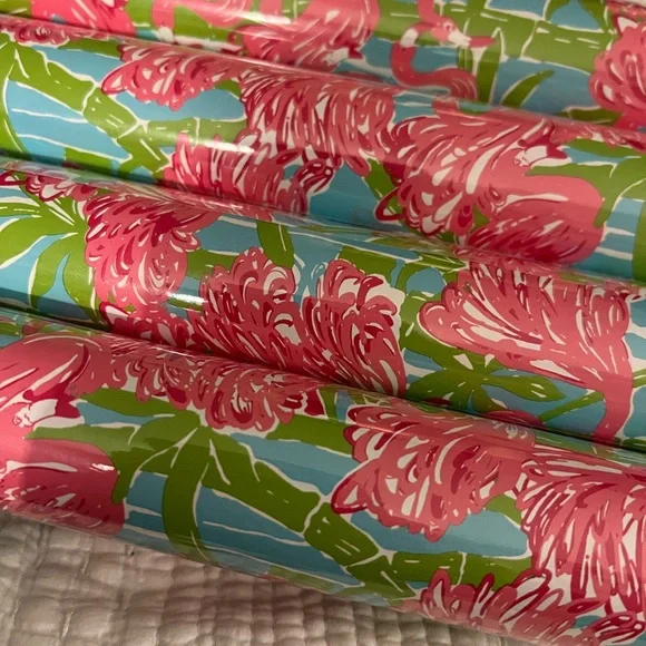 NEW Lilly Pulitzer Gift Wrap Rolls in “Fan Dance” flamingo pattern 3 rolls - Picture 3 of 5